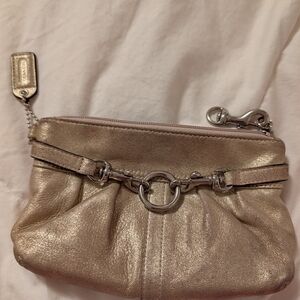 Metallic Gold Coach Wristlet